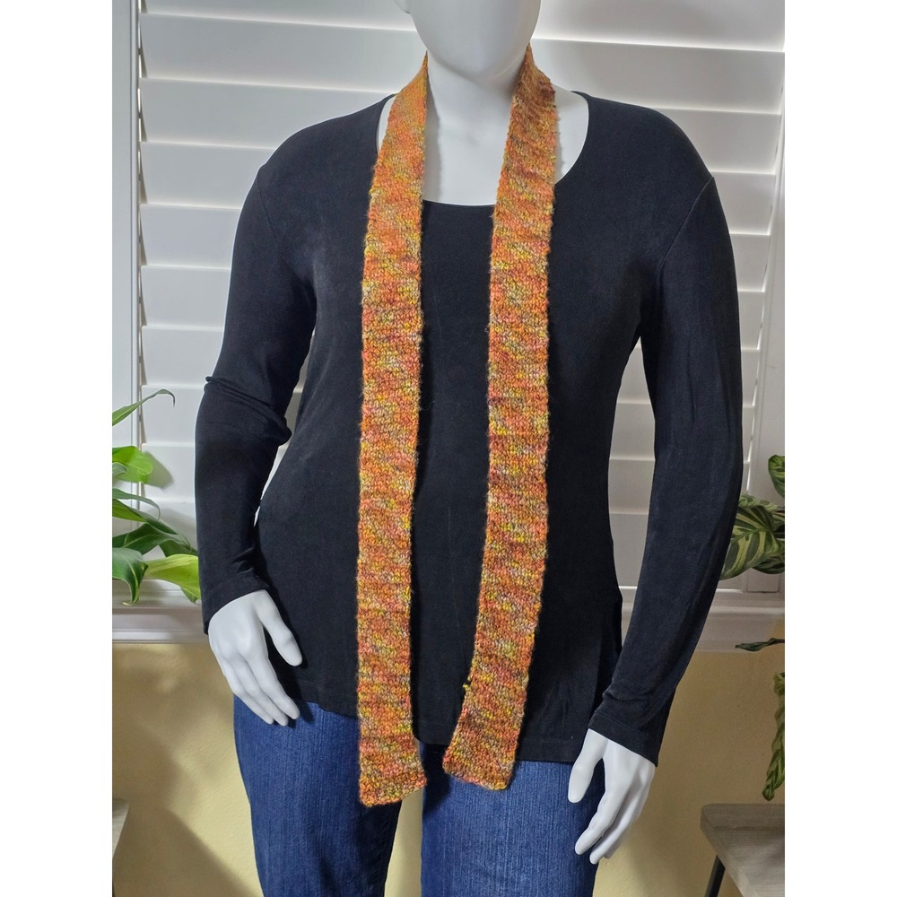 Orange Knited Skinny 90s Y2K Whimsy Scarf OSFM